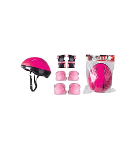 Kask Dizlik Dirseklik Koruyucu Set (Fuşya)