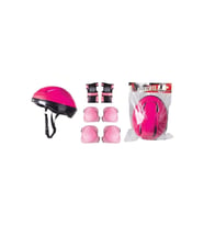 Kask Dizlik Dirseklik Koruyucu Set (Fuşya)