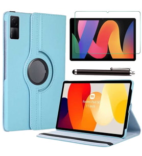 Xiaomi Redmi Pad SE 11 Uyumlu Tablet Kılıfı Cam Ekran Koruyucu Kalem Set (Mavi)