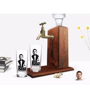 BK Gift Kişiye Özel Renkli Baskılı Godfather Baba Tasarımlı İkili Rakı Bardağı ve Ahşap Rakı Standı Hediye Seti-3 (Model 1)