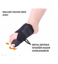 Ayak Baş Parmak Halluks Valgus Gece Ateli Kemik Düzeltici Bunyon (Siyah)