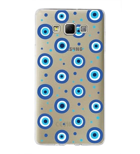 PrintiFy Samsung Galaxy A7 ile Uyumlu 1mm Slim Fit Nazar Boncuğu 1 Baskılı Şeffaf  Kılıf