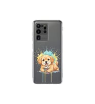 Samsung Galaxy S20 Ultra ile Uyumlu Splash Köpek Tasarımlı Şeffaf Silikon Kılıf