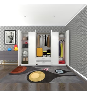 Kenzlife gardırop 6 kapılı çekmeceli begonvil240 byz kapaklı gardolap dolap (Karışık)