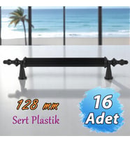 16 Adet Sert Plastik Polavit Siyah 128 Mm  Mobilya Mutfak Çekmece Dolap Dolabı Kulpu Kulbu Kulpları