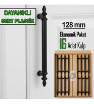 16 Adet Sert Plastik Polavit Siyah 128 Mm Mobilya Mutfak Çekmece Dolap Dolabı Kulpu Kulbu Kulpları