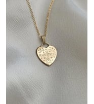 Kişiye Özel 925 Ayar Gümüş Disney Tasarımlı Zarif Kalp Tasarım Kolye (Gold)