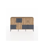 Arges Konsol 4 Raflı 5 Çekmeceli 4 Kapaklı 176x30x99 Çam-Çam/Antrasit