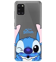 Samsung Galaxy A31 Uyumlu We Love Stitch Desenli Şeffaf Telefon Kılıfı