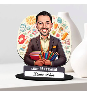 En Başarılı Erkek Sınıf Öğretmenine Hediye Karikatürlü Biblo