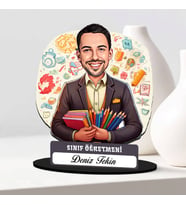En Başarılı Erkek Sınıf Öğretmenine Hediye Karikatürlü Biblo