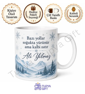 Kış Temalı Özel Baskılı Kupa Bardak Hediye Kar Deseni Porselen Mug