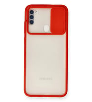 Newface Samsung Galaxy A11 Kılıf Palm Buzlu Kamera Sürgülü Silikon - Kırmızı