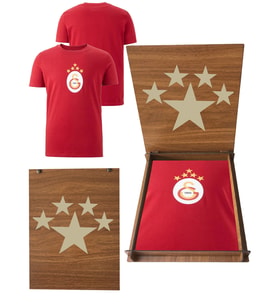 Galatasaray Orijinal 5 Yıldız Kırmızı T-Shirt 5 Yıldız Ahşap Kutulu