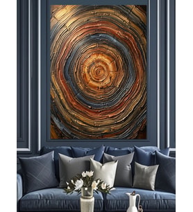 Spiral Dokulu Modern Soyut Tablo Dekoratif Kanvas - Mdf Ahşap Tablo