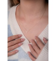 14 Ayar Altın V Baget Kolye