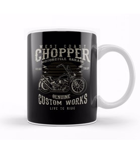 Vintage West Coast Chopper Motorcycle Garage Kupa Bardak Porselen