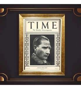 Altın Varaklı Çerçeveli Paspartulu Atatürk Tablo z5161 (Gold)