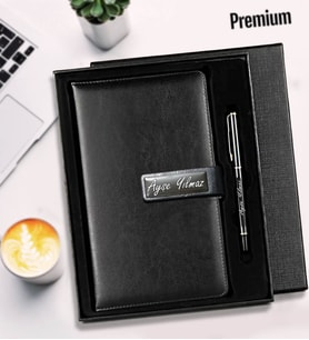 Kişiye Özel İsimli Premium Deri Ajanda & Kalem Kutulu Hediye Seti