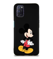 Oppo A92 Soft Premier Kapak Mickey Mouse-D Tasarımlı Silikon Kılıf - Siyah (Şeffaf)