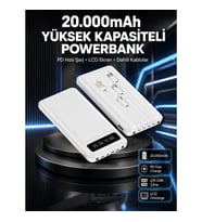 Mey İthalat® Akıllı LCD Ekranlı 20.000mAh Powerbank PD + USB + Type-C Yeni Nesil