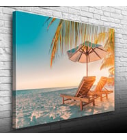 Kumsaldaki Şezlonglar Kanvas Tablo 50 x 70