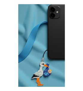 Miyuki Boncuk El Yapımı Bebek Taşıyan Leylek Telefon Çarmı - Charm