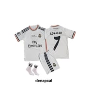 RONALDO REAL MADRİD BEYAZ 2014 LİZBON ŞAMPİYONLAR LİGİ FİNALİ 3'LÜ ÇOÇUK FUTBOL FORMA SETİ(FORMA,ŞORT VE ÇORAP)