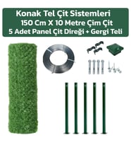 KONAK TEL ÇİT SİSTEMLERİ 150 CM X 10 M ÇİM ÇİT + 5 ADET 150 CM DİREK + GERGİ TELİ VE AKSESUARLAR DAHİL AVANTAJ PAKET