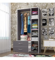 Kenzlife giysi dolabı hülagü 175*90*40 gri gardırop 2 çekmeceli