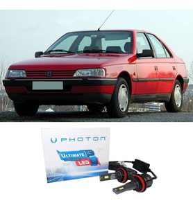 Peugeot 405 Led Xenon Uzun + Kısa Far Ampulü H4 Ultimate 9500 Lumens Yeni Seri Beyaz