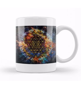 Colorful Sri Yantra Mandala Kupa Bardak Porselen