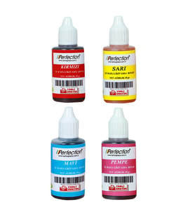 Perfection CHEF 4'lü Sıvı Su Bazlı Likit Gıda Boyası Sarı Kırmızı Mavi Pembe 4 X 30 gr .