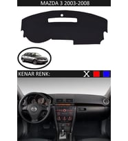 Mazda 3 2003-2008 Için Uygun Torpido Koruma Halısı Siyah Kenar Renk Siyah