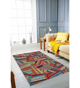 Çok Renkli Colorful Kaymaz Tabanlı Dekoratif Halı RV259 - 100 x 160 cm