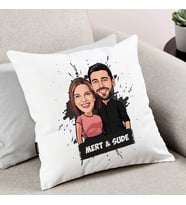 Kişiye Özel Uyumlu Çiftler Karikatürlü Yastık