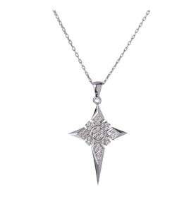 Kutup Yıldızı Model Zirkon Taşlı 925 Ayar Gümüş Kadın Kolye