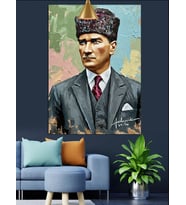 Klasik Mustafa Kemal Atatürk Portresi Dekoratif Kanvas - Mdf Ahşap Tablo