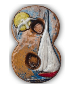 El Yapımı Deniz Temalı Seramik Kapı No.8- 8x13 cm - Akdeniz/Ege ruhu - Dekoratif Ev, Villa, Site Girişi, Dış Mekan ve Apartman Girişi