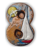 El Yapımı Deniz Temalı Seramik Kapı No.8- 8x13 cm - Akdeniz/Ege ruhu - Dekoratif Ev, Villa, Site Girişi, Dış Mekan ve Apartman Girişi