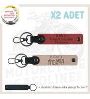 Motosiklet Severlere İsim Plaka ve B Rh (-) Kan Grubu x2' li Anahtarlık, Nar Çiçeği-Yavruağzı-Laci (Çok Renkli)
