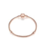 925 Ayar Cham Uyumlu Yılan Zincir Gümüş Üzeri Altın Kaplama Kadın Bileklik-rose Gold