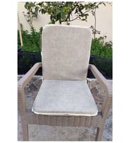 2 Adet Rattan Arkalıklı Sandalye Minderi (Kalınlık 4cm)-Primer Bej