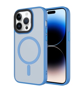 Lexroo iPhone 14 Pro Max Kılıf Mat Arka Yüzey Wireless Şarj Özellikli Flet M-safe Kılıf - Açık Mavi