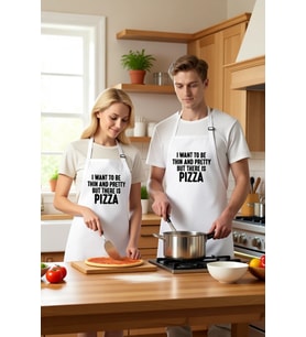 Unisex Mutfak Önlüğü Pizza Temalı Baskılı Rahat Kesim Günlük Aşçı Komik Slogan Modern Şık Konforlu