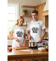 Unisex Mutfak Önlüğü Pizza Temalı Baskılı Rahat Kesim Günlük Aşçı Komik Slogan Modern Şık Konforlu