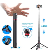 Ayarlanabilir Selfie Çubuğu Tripod 177cm - Otomatik Açılma, Çok Açı Ayarı, Kablosuz Uzaktan Kumanda, Alüminyum Gövde, 10m Mesafeden Fotoğraf Çekimi, Telefon Standı TT01