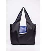 Omuz Çantası Siyah 50x60 cm Katlanabilir Büyük Boy Tote (Siyah-Lacivert)