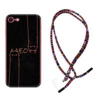 Apple iPhone 5 6 7 8 Plus Se XR Kılıf Boyun Asklı Rasta Silikon Meow 1657