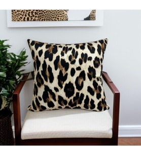 Asdiva Leopar Desen Çift Taraflı Dijital Baskılı Dekoratif Kırlent Kılıfı 45X45